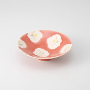 Pink Flower Flat Bowl (紅釉椿　平小鉢)