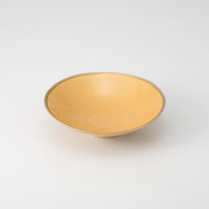 Yellow Flat Bowl With Gold Rim (四釉金黄　平小鉢)